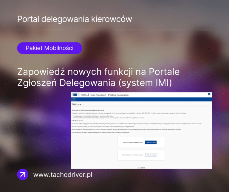 Zapowiedź nowych funkcji na Portale Delegowania Kierowców (system IMI)