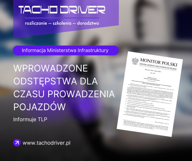 Minister Infrastruktury Andrzej Adamczyk wprowadza odstępstwa dla czasu prowadzenia pojazdów.