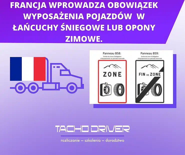 Francja wprowadza obowiązek wyposażenia pojazdów w łańcuchy śniegowe lub opony zimowe.